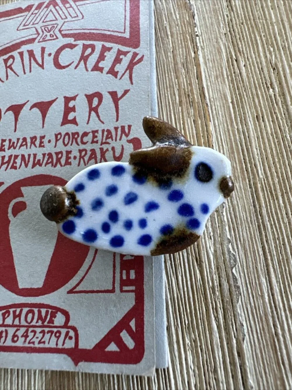 Handmade Art Perrin Creek Pottery Pin Brooch Bunny Rabbit Country Farmhouse